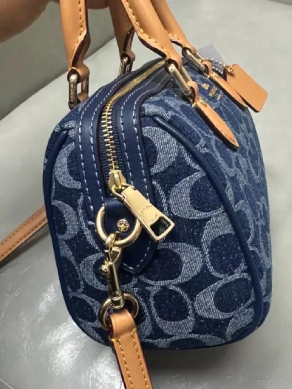 Coach Mini Blue Signature Canvas Handbag Small Crossbody Bag Shoulder Purse